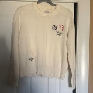 Abercrombie & Fitch Cream Sweater with Embroidered Accents